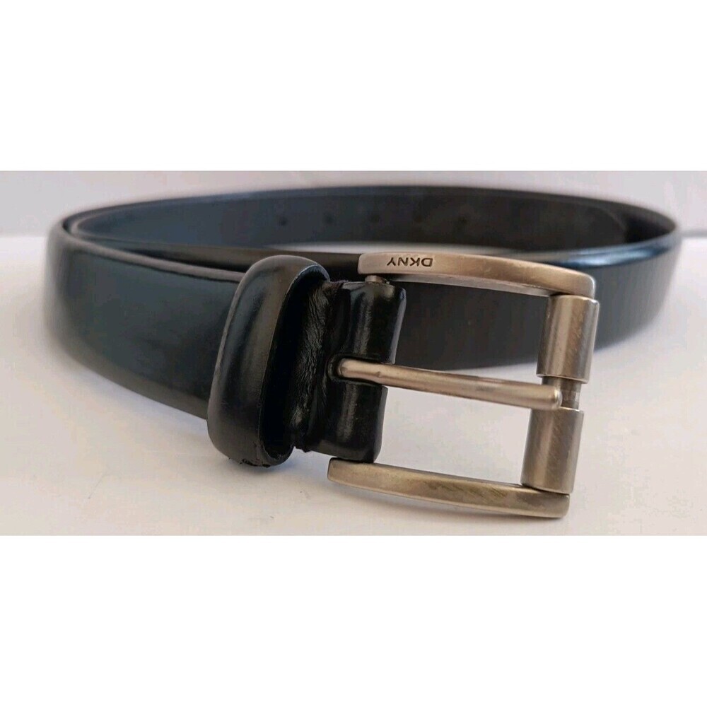 DKNY Belt Men's Size 42  Black Italian Calfskin Leather 71505 Dress Work Belt